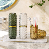 harmtty Toothbrush Box Large Capacity Light Luxury Portable Travel Toothbrush Toothpaste Holder Case for Bathroom Clear