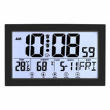 Auto Set Digital Wall Clock Battery Operated,Desk Clocks with Temperature,Humidity ， Display Digital Calendar Alarm Clock for Elderly,Bedroom,Office,black，G165466 black