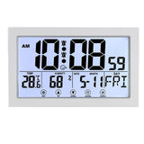 Auto Set Digital Wall Clock Battery Operated,Desk Clocks with Temperature,Humidity ， Display Digital Calendar Alarm Clock for Elderly,Bedroom,Office,black，G165466 white