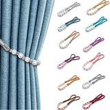 Visland 2 Pack Acrylic Pearl Curtain Tie Backs Curtain Hooks, Elegant Beads Curtain Rope Straps, Decorative Holdbacks Curtain Holders, 29in Red