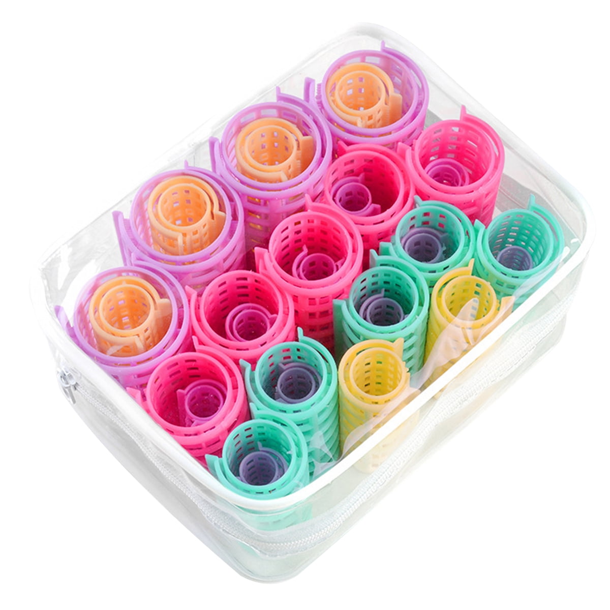 CIYAPED 30 Pieces Plastic Hair Rollers Curlers Snap Rollers Self Grip Rollers Hairdressing Curlers No Heat Hair Curlers for DIY Hairdressing Hair Salon Hair Barber Yellow/Green/Red/Purple