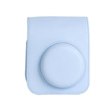 For Instax Mini 12 Camera Case PU Leather Soft Silicone Cover Bag for Fujifilm Polaroid Film Camera Bag w/Shoulder Strap Hydrangea blue