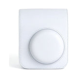 For Instax Mini 12 Camera Case PU Leather Soft Silicone Cover Bag for Fujifilm Polaroid Film Camera Bag w/Shoulder Strap Jasmine white