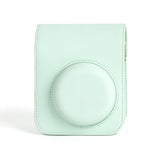 For Instax Mini 12 Camera Case PU Leather Soft Silicone Cover Bag for Fujifilm Polaroid Film Camera Bag w/Shoulder Strap Mint Green