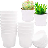Pots for Plants, 8 Pack 4 inch Plastic Planters with Multiple Drainage Holes and Trays - Plant Pots for All Home Garden Flowers Succulents (White) 4inch-White