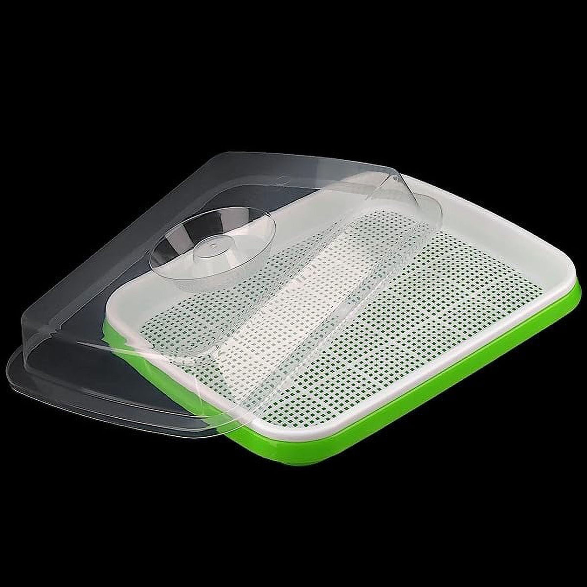 Tutuviw BPA Free Hydroponics Soilless Seeds Sprouter Microgreen Seed Sprouter Trays Seed Germination Double Tier Grow Trays with Lid 1PCS-Seed Sprouter Tray+Lid