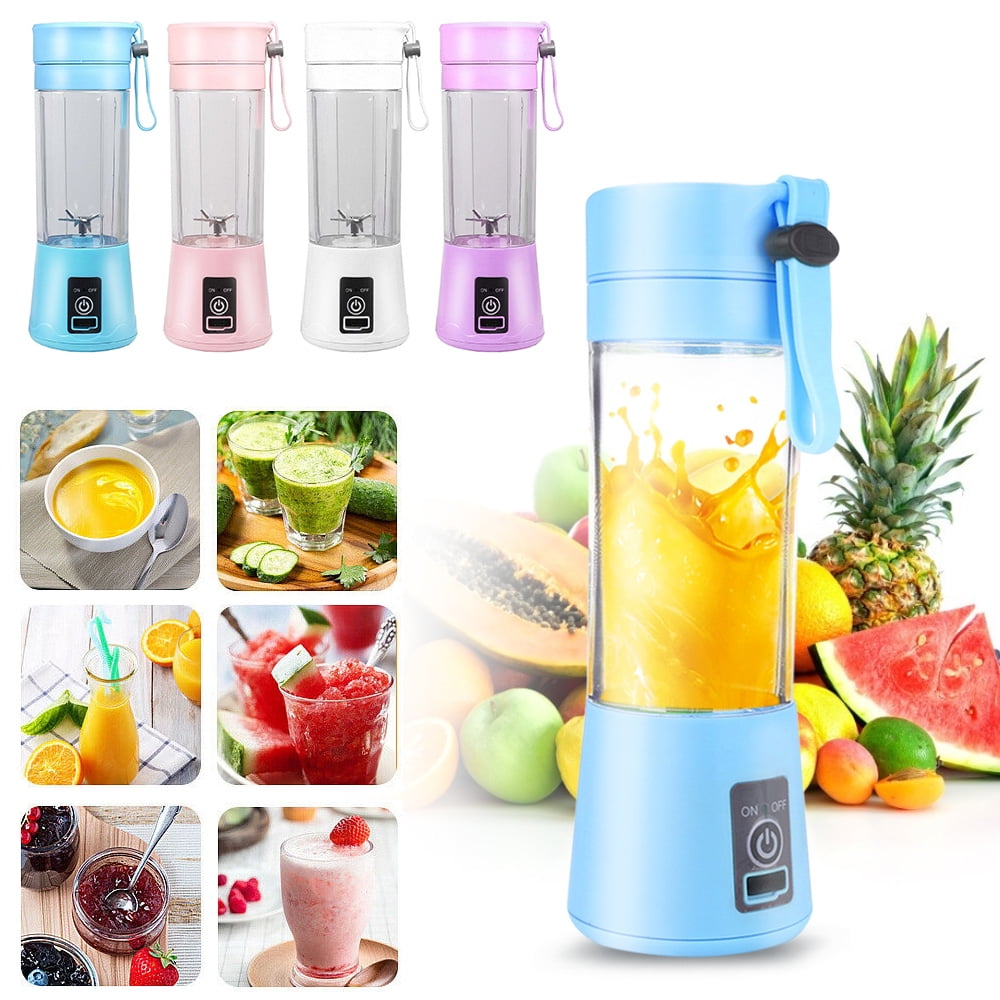 Mini Portable Blender,Smoothies Personal Blender Mini Shakes Juicer Cup USB Rechargeable With 6 blades,White Purple