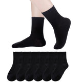 Holzlrgus Kids Athletic Crew Socks Boys Girls Cotton School Uniform Casual Basic Socks 6 Pairs 9 - 12 Years Black