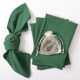 Holzlrgus Cotton Linen Napkins Bulk 17"x17" Stonewashed Cloth Dinner Napkins Rustic Thick Table Napkins for Fall Thanksgiving Christmas Party Wedding Decoration (Set of 4, Sage) Emerald Green