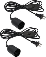 Plug in Hanging Light Kit, Retro Hanging Lights with Plug in Cord, E26 E27 Industrial Pendant Light Fixture, 5.9 FT Cord with On/Off Switch Hanging Lamp for Living Room Bedroom 2 Pack Black