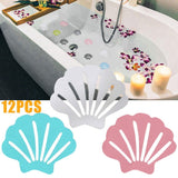 12pcs Non-Slip Shower Clip Stickers Non-Slip Shower Mat Floor Safety Tape Bathtub Shower Stair Stickers Blue