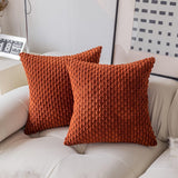 Holzlrgus Fall Set of 2 Striped Textured Velvet Corduroy Decorative Europe Sham Seasonal Autumn Throw Pillow Cushion Cover for Couch, (60x60 cm, 24inch) 22 x 22-Inch Burnt Brick