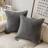 Holzlrgus Fall Set of 2 Striped Textured Velvet Corduroy Decorative Europe Sham Seasonal Autumn Throw Pillow Cushion Cover for Couch, (60x60 cm, 24inch), Burnt Brick 22 x 22-Inch Dark Grey