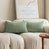 Holzlrgus Fall Set of 2 Striped Textured Velvet Corduroy Decorative Europe Sham Seasonal Autumn Throw Pillow Cushion Cover for Couch, (60x60 cm, 24inch), Burnt Brick 22 x 22-Inch Sage Green