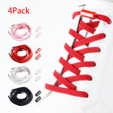 4Pairs No Tie Elastic Shoe Laces Adjustable Tieless Shoelaces, One Size Fits All Adult & Kids(Black, White, Red, Pink) Black, white, red, pink