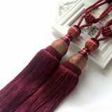 Bosisa 2pcs Large Tie Backs Ball Tassel Curtain Rope Tieback,Gold Red