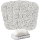 Lierteer 5PCS Shower Soap Bar Saver Lift Holder Dish Sponge Rack Tray Fast Dry Non-Slip white