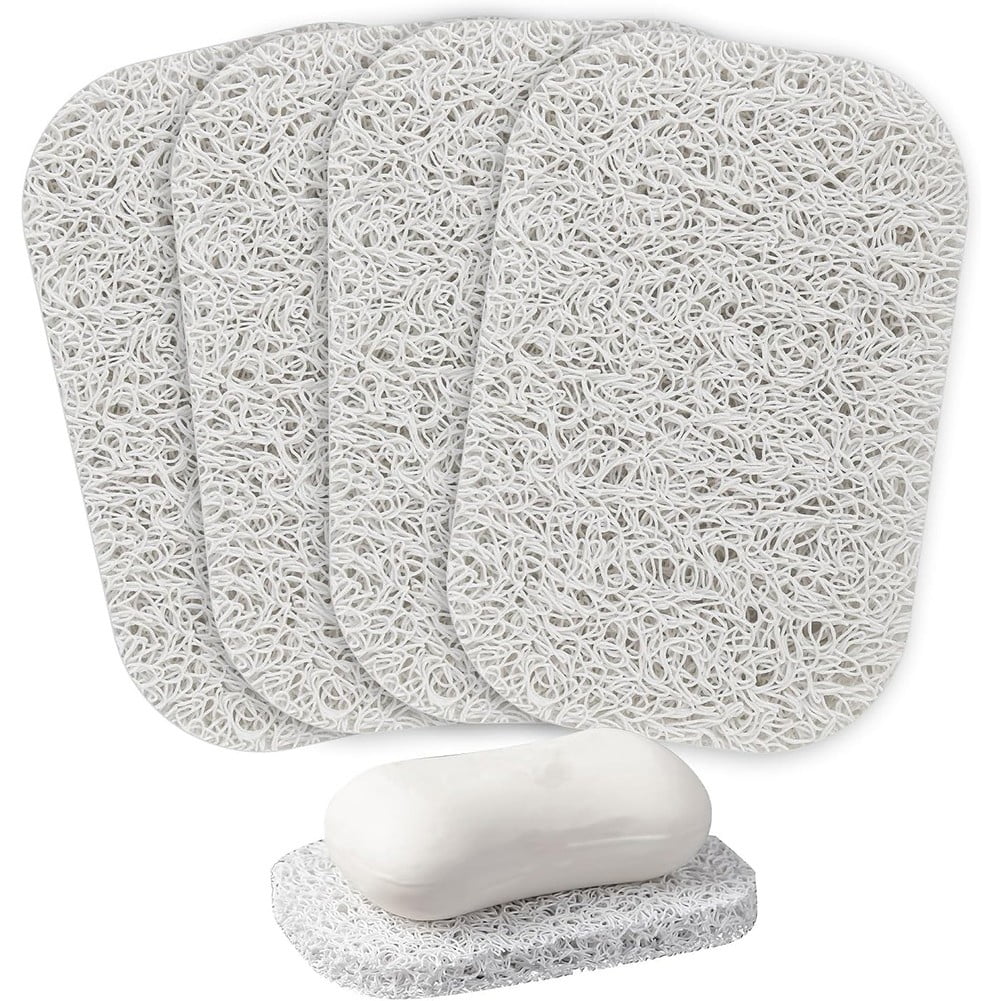 Lierteer 5PCS Shower Soap Bar Saver Lift Holder Dish Sponge Rack Tray Fast Dry Non-Slip white