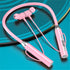 Neckband Bluetooth Headphones Wireless Earbuds with Microphone Flashlight Around the Neck Waterproof Sport Headset Noise Cancelling Ear Buds 120H Playtime for Running Cycling Cell Phone Pink