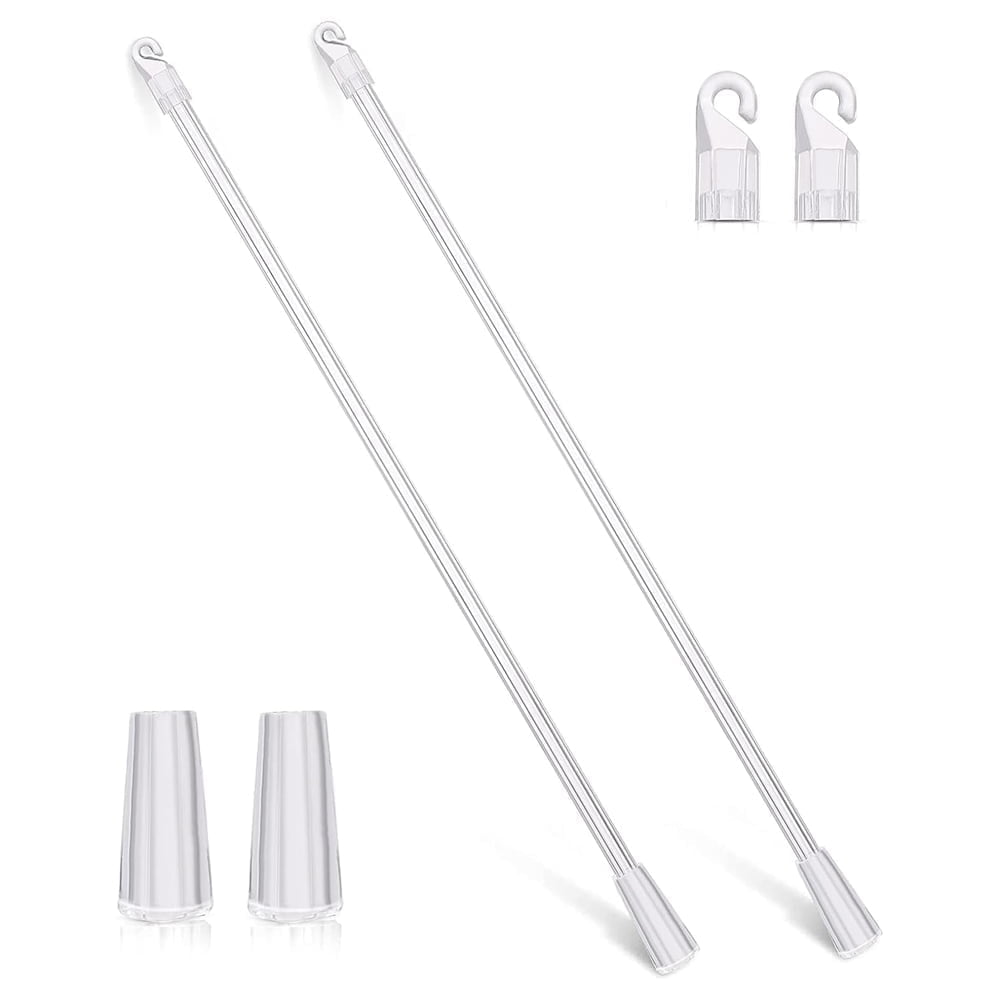 Tutuviw Blind Wand Vertical Blinds Replacement Parts,2PCS White Fiberglass Blinds Stick Replacement with Hook and Handle Curtain Stick Blind Tilt Wand for Window Opener Accessory (12 Inch)