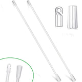 Tutuviw 17 Inches Blind Tilt Wand with Hook and Handle, Acrylic Clear Blind Rod Replacement, Blind Opener Stick Long, Vertical Blind Wand Control Part Opener Accessory (2 Sets)