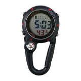 Digital Carabiner Watch Luminous Anti-scratch Precise Backpack Belt Pocket Clip on Watch for Outdoor Black
