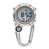 Digital Carabiner Watch Luminous Anti-scratch Precise Backpack Belt Pocket Clip on Watch for Outdoor Orange