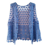Women Vest Women's Sleeveless Knitted Hollow Vest Retro Crochet Cardigan for Summer Spring Autumn Sleeveless Cardigan One Size Blue