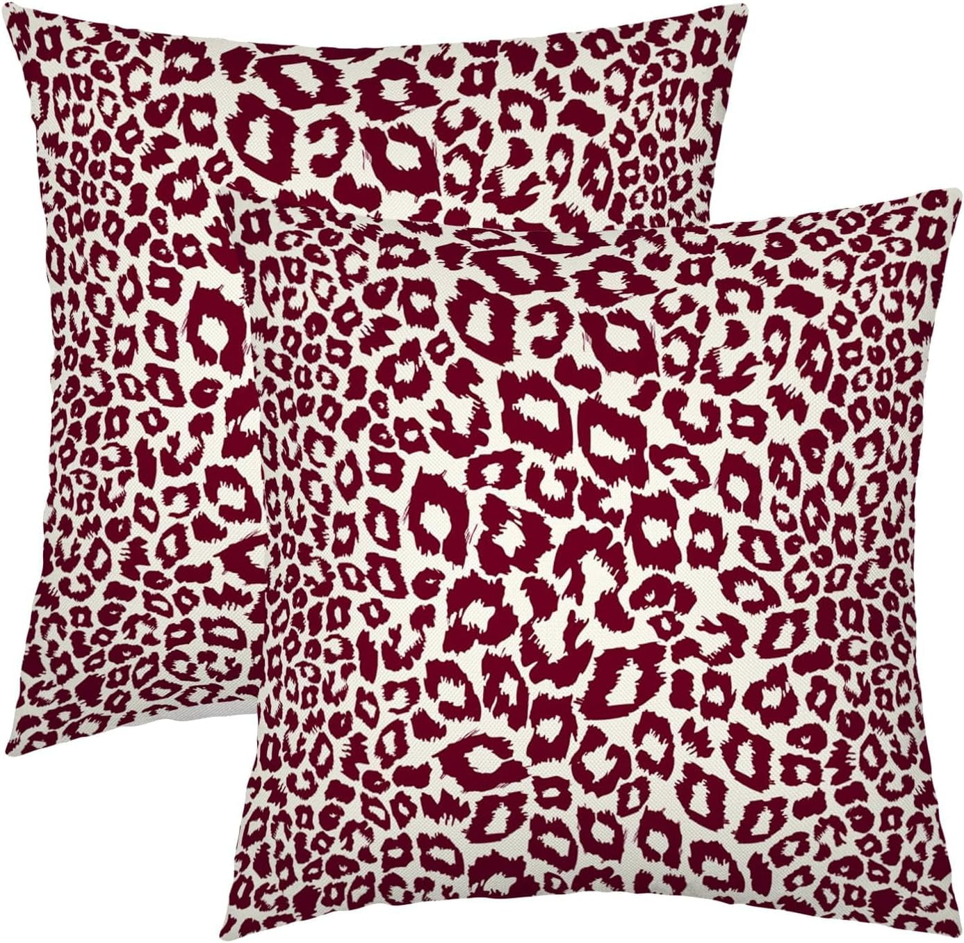Lime Green White Leopard Print Pillow Covers 18x18 Inch Set of 2 Cheetah Animal Spots Decorative Throw Pillows For Couch Farmhouse Chinoiserie Pillow Cases Home Decor For Room Sofa Bed Porch Outdoor 16" x 16" Wine Red