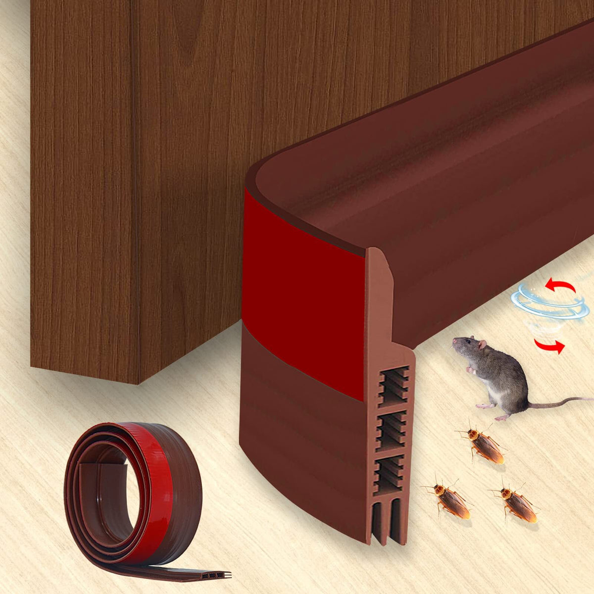 Door Draft Stopper, 37 Inch Under Door Sweep Bottom Blocker with Rubber Seal Strip, Under Door Seal for Exterior/Interior, Soundproof Weather Stripping Door Seal(White) 1PC Black