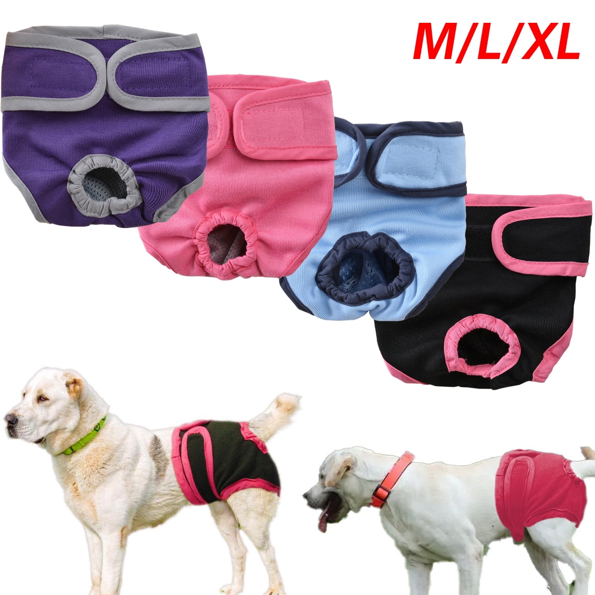 Comfortable Dog Underwear Dog Diapers Pants Male Female to Put On/Off Breathable Physiological Pants Reusable Sanitary Panties for Small to Large Dogs Pet (1pcs, Pink, XL) XL Black