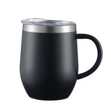 12oz Insulated Coffee Mug with Handle Stainless Steel Insulated Coffee Mug Double Wall Vacuum Travel Mug Tumbler Cup with Sliding Lid Travel Coffee Cup Thermal Cup Black