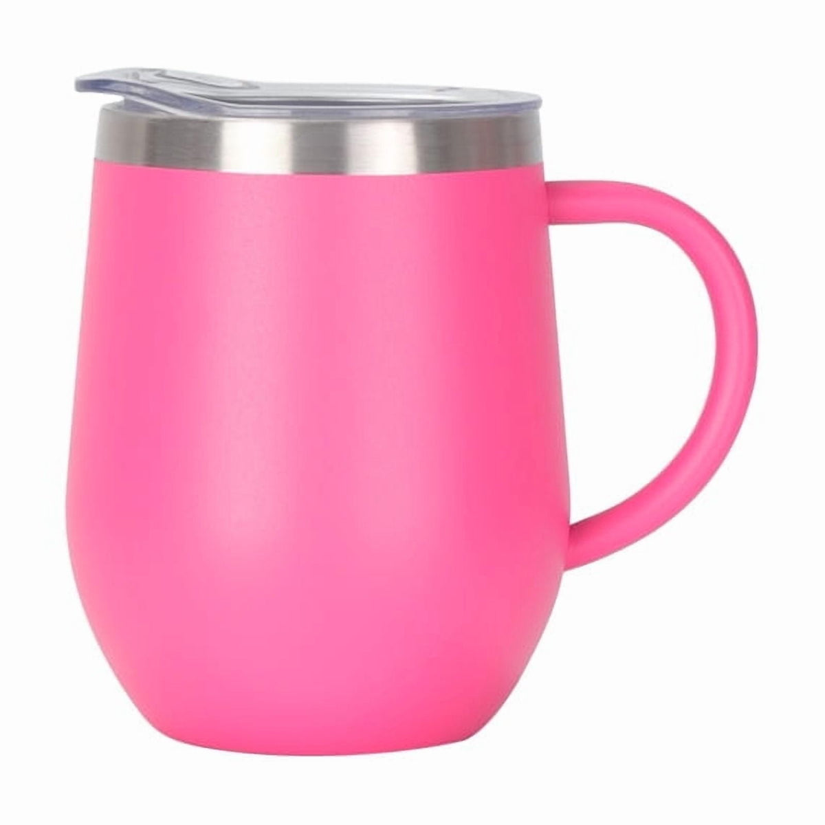 12oz Insulated Coffee Mug with Handle Stainless Steel Insulated Coffee Mug Double Wall Vacuum Travel Mug Tumbler Cup with Sliding Lid Travel Coffee Cup Thermal Cup Drak Pink
