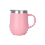 12oz Insulated Coffee Mug with Handle Stainless Steel Insulated Coffee Mug Double Wall Vacuum Travel Mug Tumbler Cup with Sliding Lid Travel Coffee Cup Thermal Cup Pink