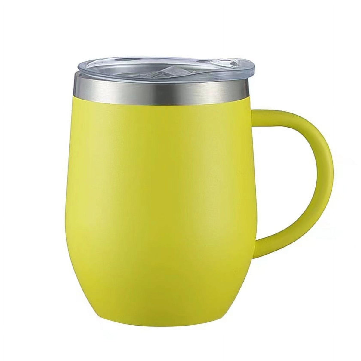 12oz Insulated Coffee Mug with Handle Stainless Steel Insulated Coffee Mug Double Wall Vacuum Travel Mug Tumbler Cup with Sliding Lid Travel Coffee Cup Thermal Cup Yellow