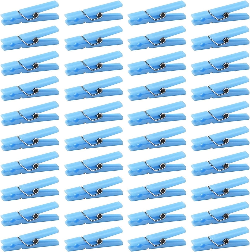 Tutuviw 100Pcs Blue Clothes Pins for Baby Shower Game Mini Premium Plastic Clothespins Small Baby Shower Decorations for Party Gender Reveal Game DIY Blue