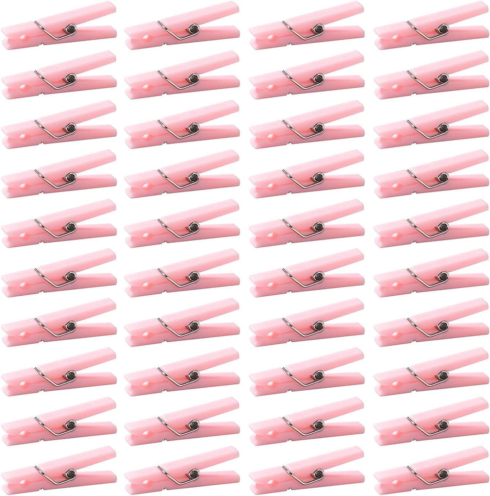 Tutuviw 100Pcs Blue Clothes Pins for Baby Shower Game Mini Premium Plastic Clothespins Small Baby Shower Decorations for Party Gender Reveal Game DIY Pink