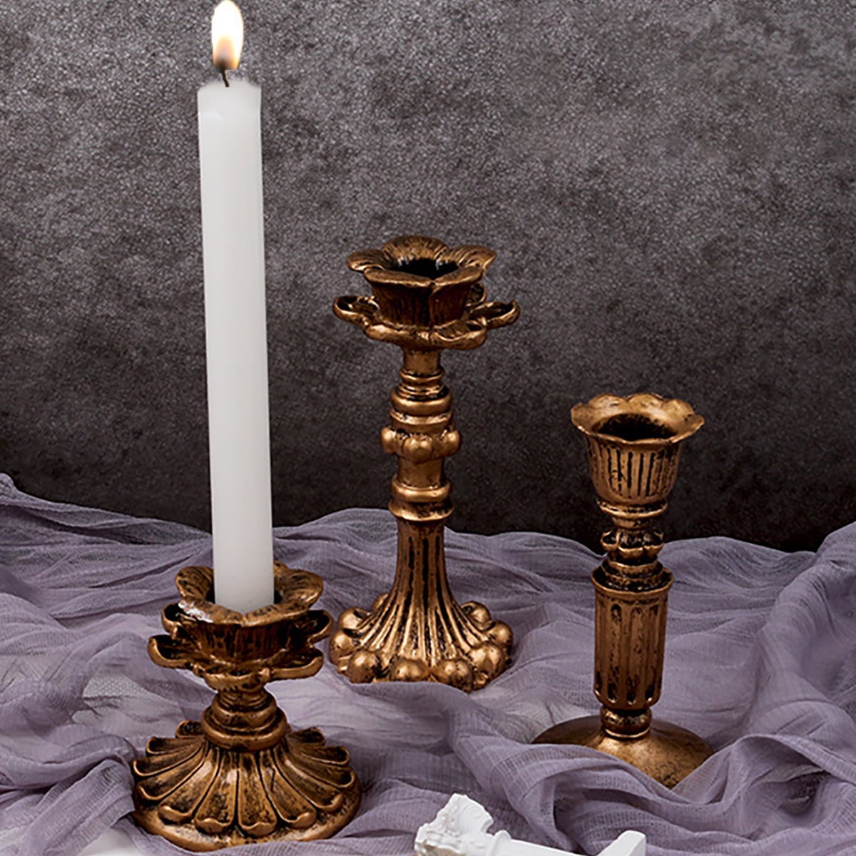 Visland Candlestick Holders , Brass Gold Candlestick Holder Set Candle Stick Holders Decorative Candlestick Stand for Wedding Party Dinning as shown 096