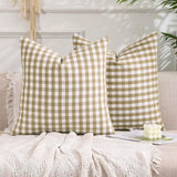 Light Blue Farmhouse Buffalo Plaid Pillow Covers 18x18 Set of 2 Patio Outdoor Decor Neutral Checkered Pillow Covers 18 x 18, Blue and White Gingham Plaid Gingham 18"x18", Set of 2 Greyish Blue