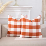 Light Blue Farmhouse Buffalo Plaid Pillow Covers 18x18 Set of 2 Patio Outdoor Decor Neutral Checkered Pillow Covers 18 x 18, Blue and White Gingham Pinstripe 18"x18", Set of 2 Orange