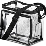 Tutuviw Clear Lunch Bags for Correctional Officers Plastic Transparent Lunch Tote Stadium Bags with Adjustable Strap and Front Zipper Pocket See Through Lunch Box for Work Men Women Picnic