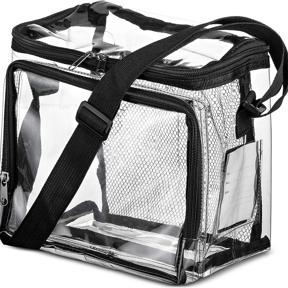Tutuviw Clear Lunch Bags for Correctional Officers Plastic Transparent Lunch Tote Stadium Bags with Adjustable Strap and Front Zipper Pocket See Through Lunch Box for Work Men Women Picnic