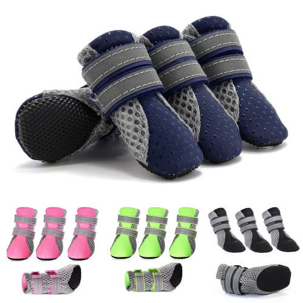 SPRING PARK Small Dog Shoes, Slip Resistant 4pcs Dog Puppy Boots Booties Pet Sneakers with Reflective Fastener Tape for Small Medium Dogs, Protect Paws Easy to Wear Daily Use S Black
