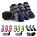 SPRING PARK Small Dog Shoes, Slip Resistant 4pcs Dog Puppy Boots Booties Pet Sneakers with Reflective Fastener Tape for Small Medium Dogs, Protect Paws Easy to Wear Daily Use S Red