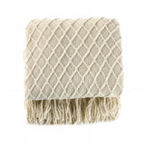 Throw Blanket for Couch 50 x 60 inches Knit Woven Blankets Cozy Lightweight Decorative Throw for Bed and Living Room Beige