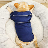 Dog Stain Silk Pajamas Clothes,Button Down Short Sleeve Dog Shirts Loungewear Puppy Pjs for Yorkie Bulldog Small Medium Dog Cats,Soft Two-Legged Sleepwear Elegant Clothes,XS-L Pink M Blue