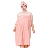 Bath Towel Wrap Women Plus Size - Adjustable Soft Microfiber Shower After Body Wraps with Hair Drying Towel Absorbent & Quick Drying for Gym Shower, Beach, Spa, Sauna Pink