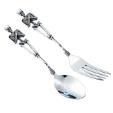 Darzheoy Stainless Steel Skeleton Skull Spoon and Fork Flatware Tableware Gifts for Halloween Easter and Christmas (Spoon) A