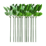 HOOWIFFY 30 Pcs Green Rose Stems with Leaves Floral Wire for Flower Arrangement and Craft Decoration