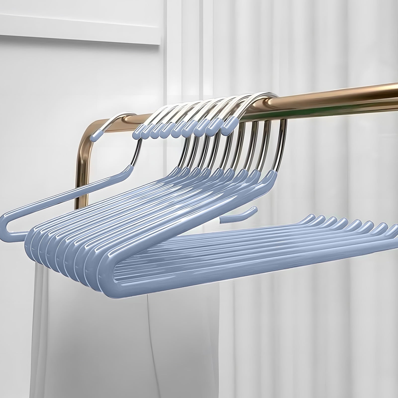 Kdkad Heavy Duty Metal Pants Hangers, Jean Hangers for Closet, Open Ended Clothes Hanger for Pant Slack Trouser Scarf, Space Saving, Non Slip 14×4.7 in Blue